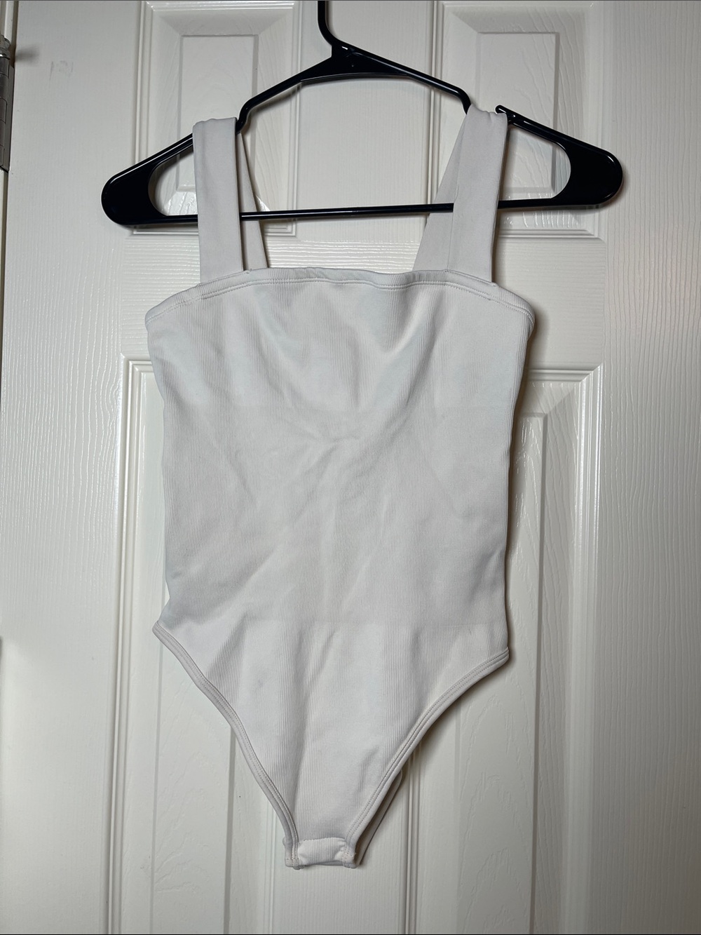 Women’s Off White/Cream Square-Neck Bodysuit with Wide Straps